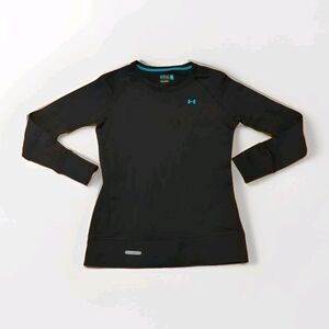 Under Armour Base 2.0 Shirt Top Womens Medium Black Fitted Thermal Waffle